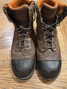 Timberland PRO Brown Leather Work Boots with Orange Liner